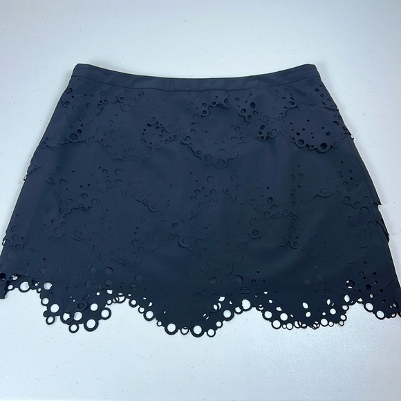 Skunkfunk Dresses & Skirts - Skunkfunk Tipinenia Black Lace Cutout Mini Skirt EUC Fully Lined Zip side